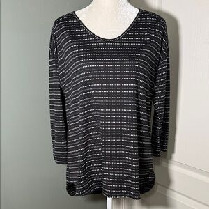 Talbots Black, Grey and White Dotted Long Sleeve Top size L